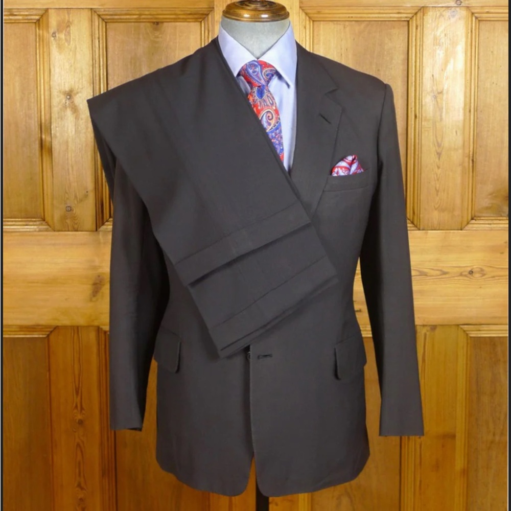 Vintage Dege 1998 Savile Row Bespoke Black Wool & Silk Suit w/ 2 Pairs of Pants